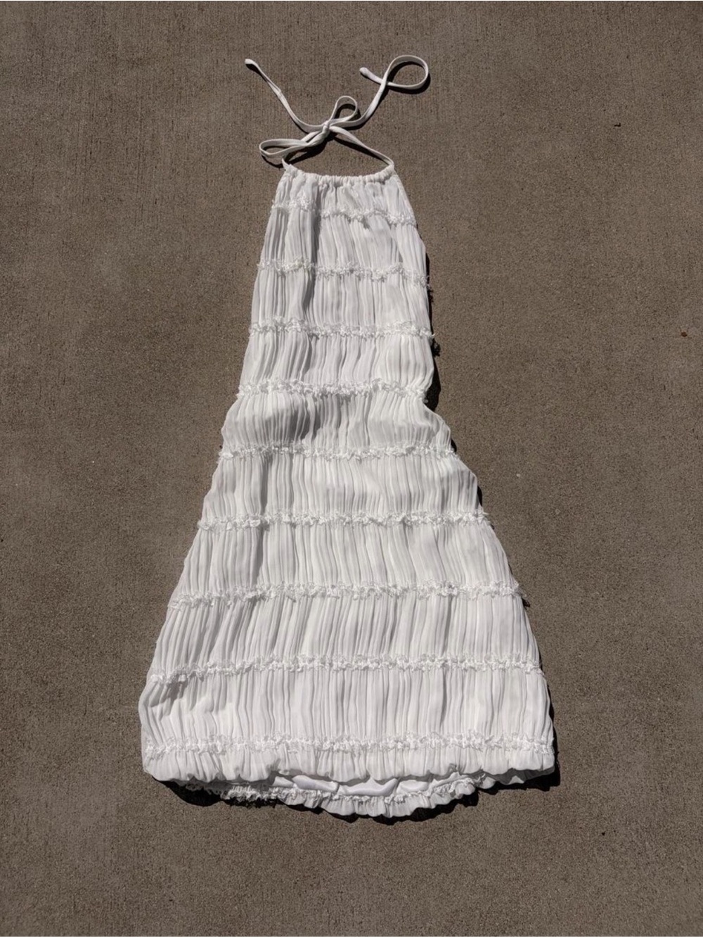 Peppermayo White Halter Ruffle Mini Dress 8 - Picture 2 of 6